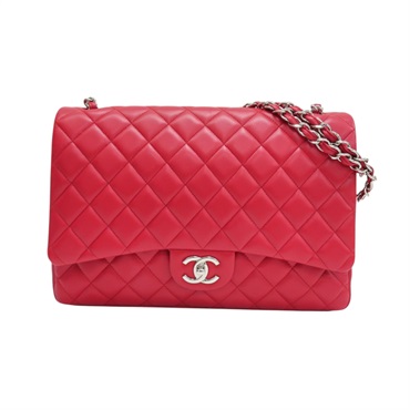 紅色 羊皮 MAXI JUMBO COCO 33 肩背包 銀扣【CHANEL 香奈兒】 A58601