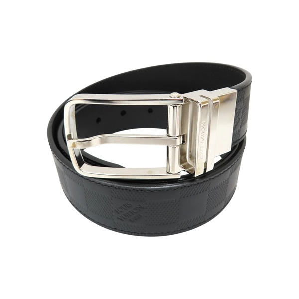 黑色 棋盤格牛皮 Sunture Boston 皮帶 M9674 100CM【LOUIS VUITTON LV 路易威登】 M9674