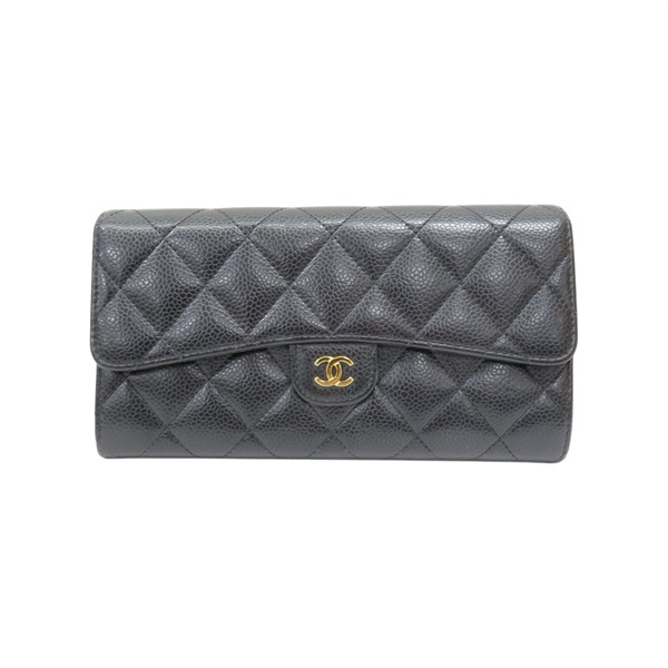 黑色 菱格紋 牛皮 Classic 扣式 長夾【CHANEL 香奈兒】 AP0241