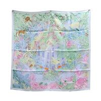藍色 絲綢 Faubourg Tropical 方巾 90x90【HERMES 愛馬仕】