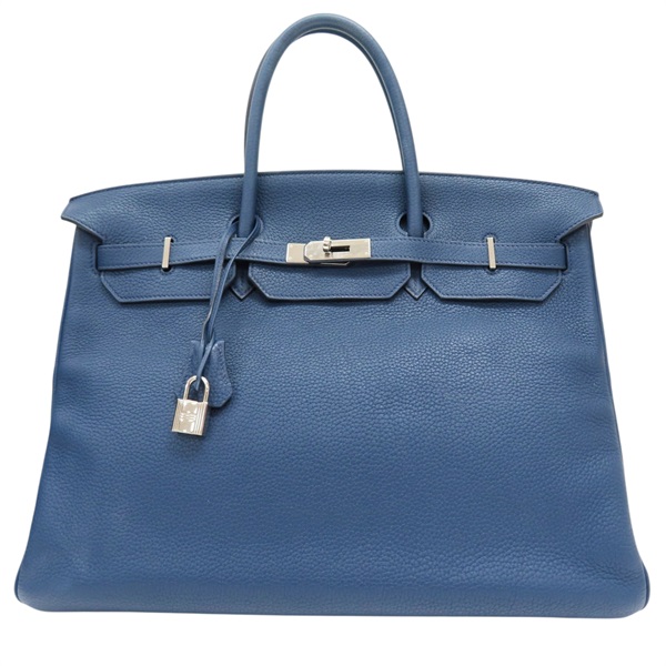 寶石藍色 TOGO皮革 Birkin 40 柏金包 手提包 口F刻 銀扣【HERMES 愛馬仕】