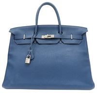 寶石藍色 TOGO皮革 Birkin 40 柏金包 手提包 口F刻 銀扣【HERMES 愛馬仕】