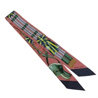 粉色系 禮花 絲綢 Twilly 絲巾【HERMES 愛馬仕】