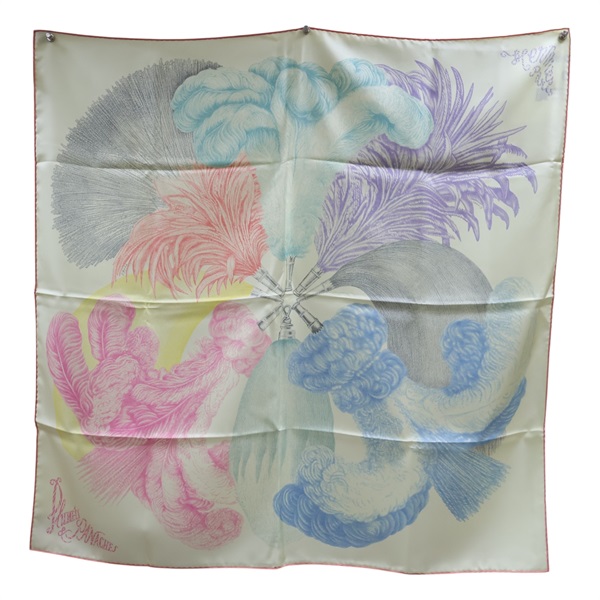 黃色 絲綢 Plumets et Panaches Carre 方巾 90x90【HERMES 愛馬仕】 003851S 10