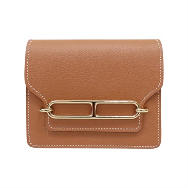 金棕色 Evercolor牛皮 Roulis Slim Wallet 二折短夾 U刻 金釦【HERMES 愛馬仕】