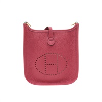 愛馬仕紅 Clemence牛皮 Mini Evelyne 肩背包 B刻 金釦【HERMES 愛馬仕】 H069426CC