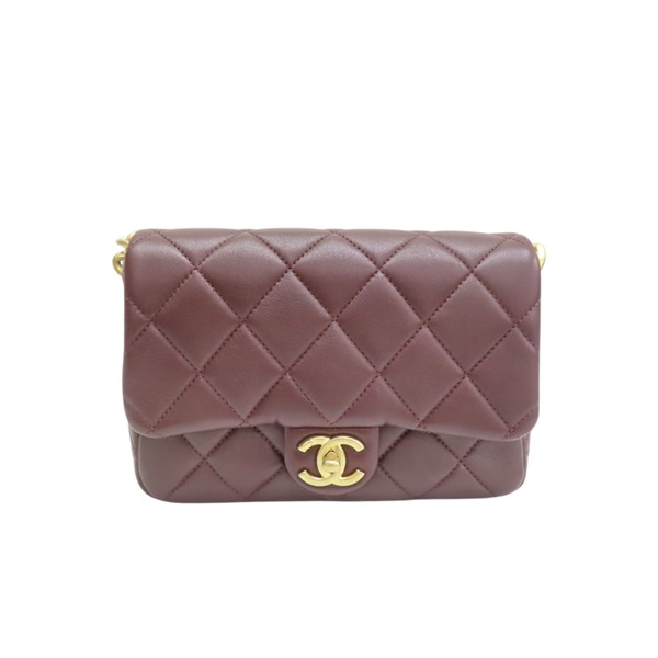 酒紅色 菱格紋 羊皮 CC Chain Flap 鍊帶 肩背包【CHANEL 香奈兒】 AS4231