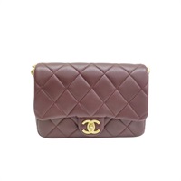 酒紅色 菱格紋 羊皮 CC Chain Flap 鍊帶 肩背包【CHANEL 香奈兒】 AS4231