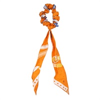 橘色 絲綢 Twilly Scrunchie 鬆緊髮帶【HERMES 愛馬仕】 HE1031