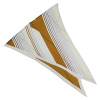 棕色/白色 絲綢 斜紋三角巾 絲巾【HERMES 愛馬仕】
