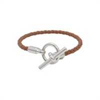 棕色 Glenan H 銀扣手鏈 T1【HERMES 愛馬仕】