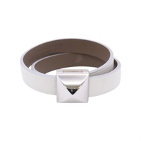 白色 牛皮 Medor Infini Double 雙圈手環【HERMES 愛馬仕】