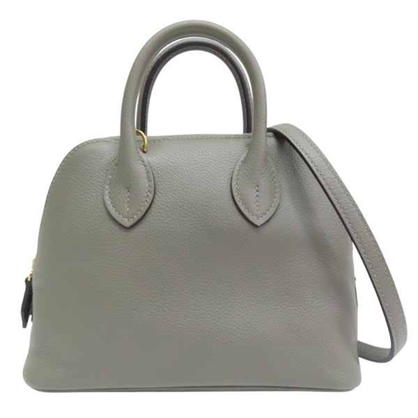 積雨雲灰色 山羊皮 Bolide mini 肩背包 W刻 金釦【HERMES 愛馬仕】 H073444CC