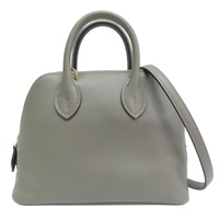 積雨雲灰色 山羊皮 Bolide mini 肩背包 W刻 金釦【HERMES 愛馬仕】 H073444CC
