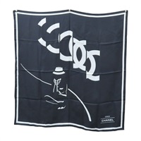 黑色 絲綢 絲巾 90x90【CHANEL 香奈兒】