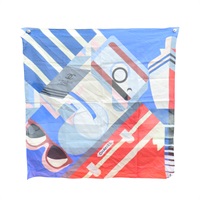 紅藍色 棉布 方巾 60x60【CHANEL 香奈兒】