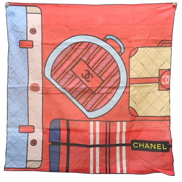 紅色 絲綢 絲巾 60【CHANEL 香奈兒】