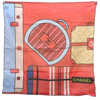 紅色 絲綢 絲巾 60【CHANEL 香奈兒】