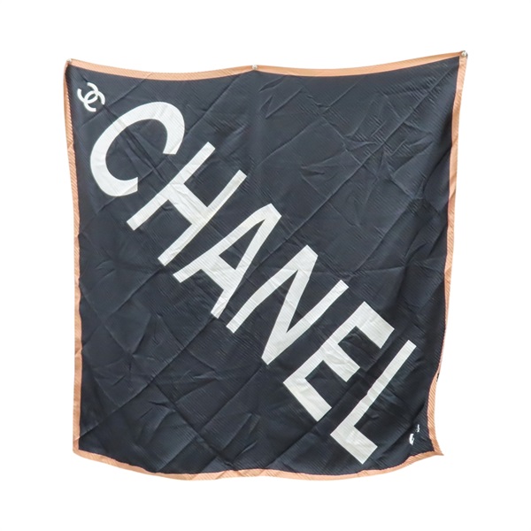黑色 絲綢 方巾 105x105【CHANEL 香奈兒】