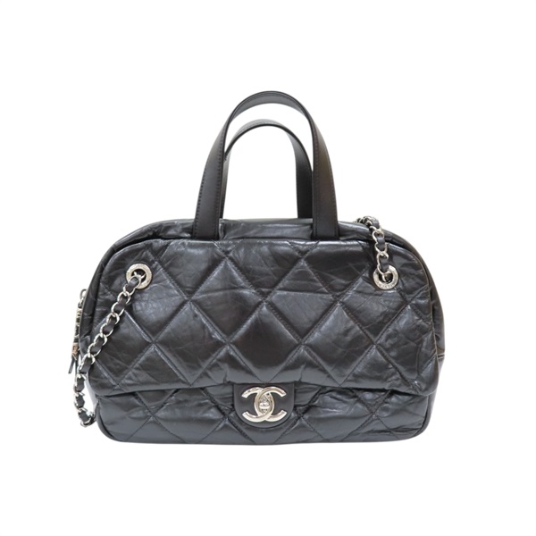 黑色 菱格紋 羊皮 Express Bowling 兩用包【CHANEL 香奈兒】