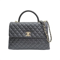 黑色 荔枝紋 牛皮 COCO Handle Maxi 兩用包 金扣【CHANEL 香奈兒】