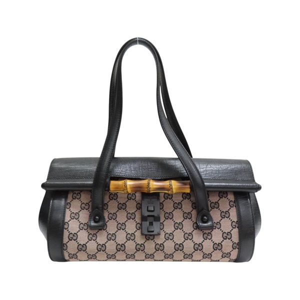 黑色 GG 帆布 Bamboo Bullet 手提包【GUCCI 古馳】 111713