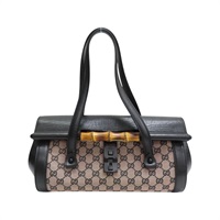 黑色 GG 帆布 Bamboo Bullet 手提包【GUCCI 古馳】 111713