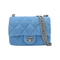 藍色 單寧布 Coco 17 愛心調節扣 肩背包 銀扣【CHANEL 香奈兒】 AS3829