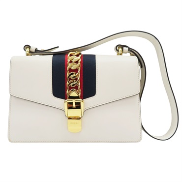 白色 牛皮 Sylvie 肩背包【GUCCI 古馳】 421882