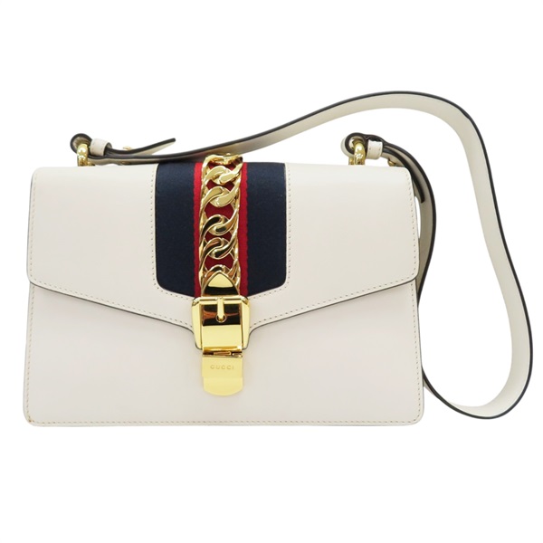 白色 牛皮 Sylvie 肩背包【GUCCI 古馳】 421882