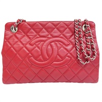 紅色 牛皮 鏈帶肩背包 銀釦【CHANEL 香奈兒】