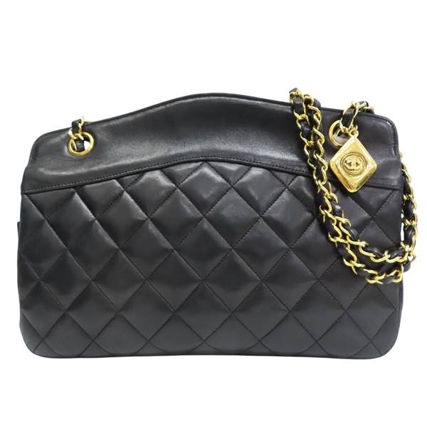 黑色 羊皮 肩背包 金釦【CHANEL 香奈兒】