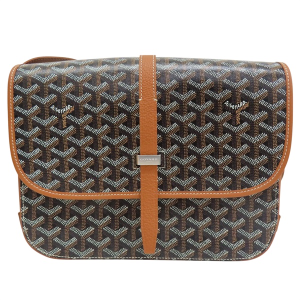 棕色 Goyardine 帆布 Belvedere MM Messenger 肩背包【GOYARD 高雅德】