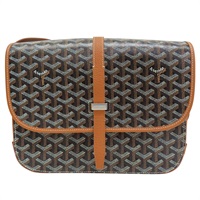 棕色 Goyardine 帆布 Belvedere MM Messenger 肩背包【GOYARD 高雅德】