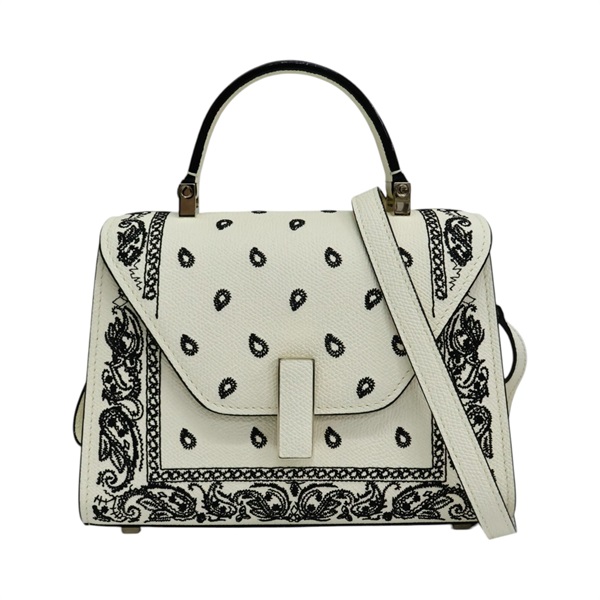 白色牛皮 黑色線繡 Iside Micro 肩背包【VALEXTRA】