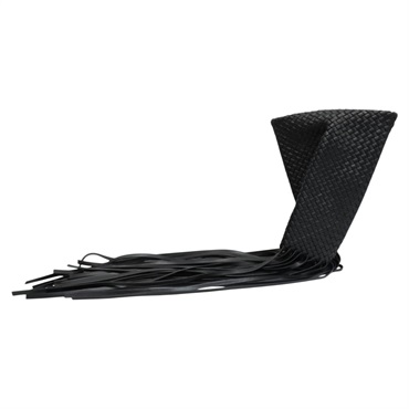 黑色 編織牛皮 流蘇 手拿包【BOTTEGA VENETA BV 寶緹嘉】