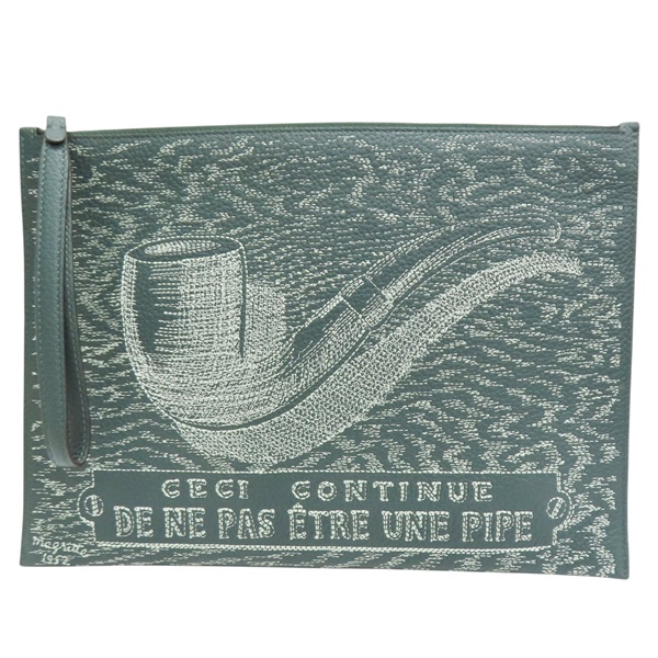 綠色 牛皮 Pin D pouch MM 手拿包【DELVAUX 徳爾沃】