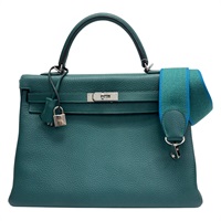 Malachite 綠色 Z6 TC皮革 牛皮 Kelly 35 凱莉包 兩用包 □Q刻 銀和 【HERMES 愛馬仕】