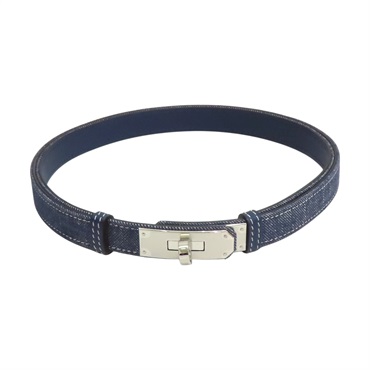 藍色 Denim/Epsom牛皮 Kelly 皮帶 W刻【HERMES 愛馬仕】
