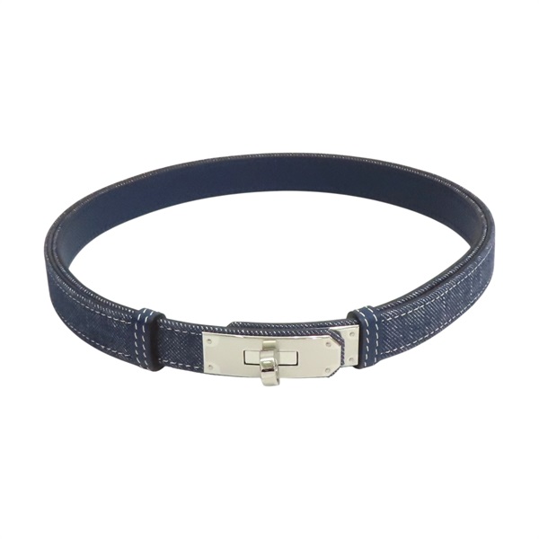 藍色 Denim/Epsom牛皮 Kelly 皮帶 W刻【HERMES 愛馬仕】