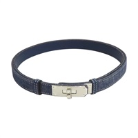 藍色 Denim/Epsom牛皮 Kelly 皮帶 W刻【HERMES 愛馬仕】