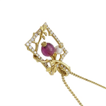 18K黃金 石榴石鑽石 項鍊【MIKIMOTO 御木本】