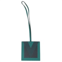 綠色 方形 皮革 Lettre au Carre 掛飾【HERMES 愛馬仕】