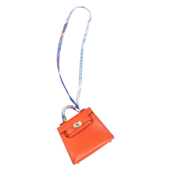 橘紅色 牛皮 Kelly 掛飾 Z刻【HERMES 愛馬仕】
