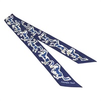 藍色 自由之馬 絲綢 Twilly 絲巾【HERMES 愛馬仕】 H063803S