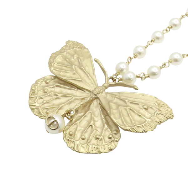 金屬 珍珠 蝴蝶造型 項鍊【Dior 迪奧】