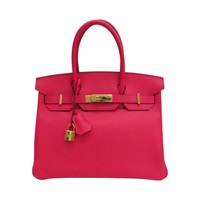 極致粉 Epsom牛皮 Birkin 30 柏金包 手提包 D刻 金釦【HERMES 愛馬仕】