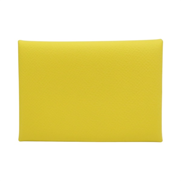 黃色 Epsom牛皮 Calvi Duo 卡夾 名片夾 U刻 銀扣【HERMES 愛馬仕】