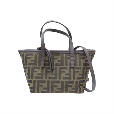 棕色 帆布 牛皮 Mini Roll 兩用包【FENDI 芬迪】 8BS096