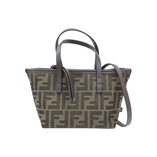 棕色 帆布 牛皮 Mini Roll 兩用包【FENDI 芬迪】 8BS096